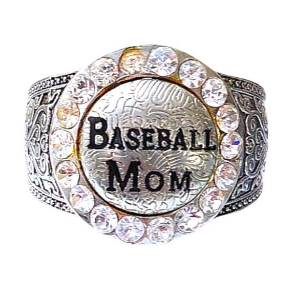 Baseball Mom Bling Cuff Bracelet - Picture 1 of 5